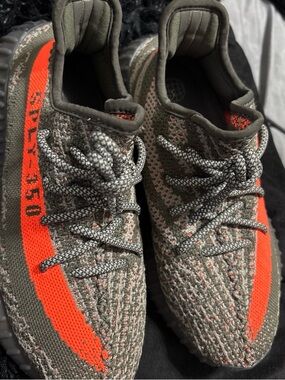 Yeezy Boost 350 V2 Olive Green with Orange Stripe